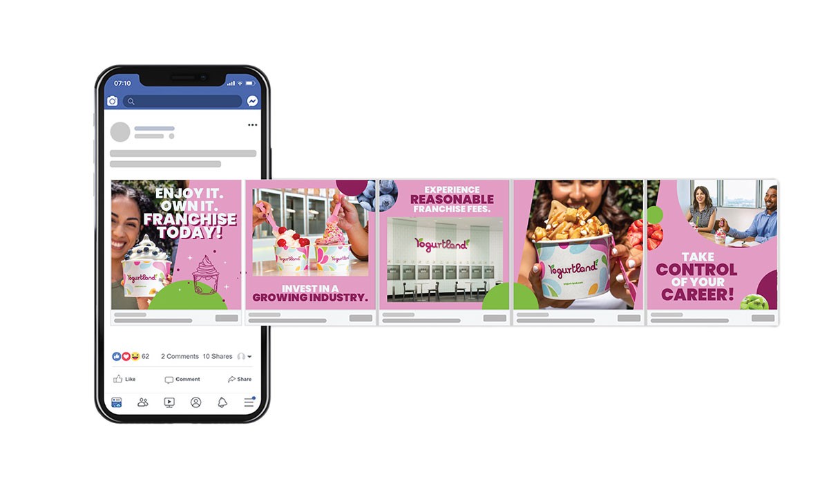 Social Media Ads for Yogurt Land Franchise